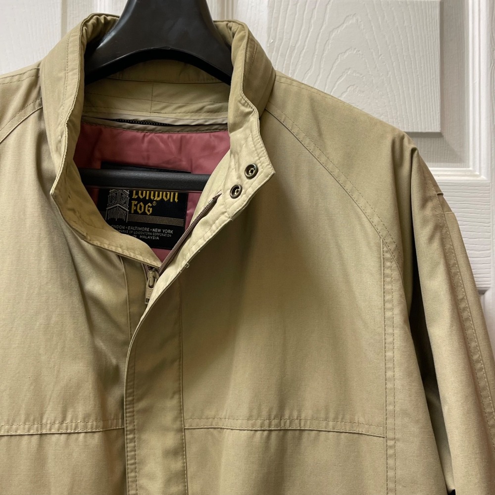 Vintage London Fog Harrington Jacket Men's 46 Long Beige Zip Out Liner Coat